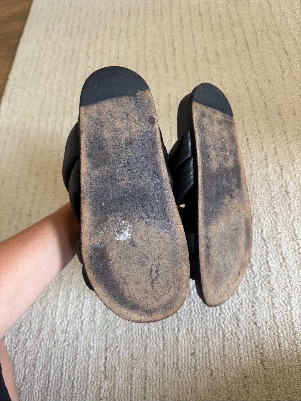 Anine Bing Black Padded Cross-Strap Leather Slide Sandals - Picture 6 of 7